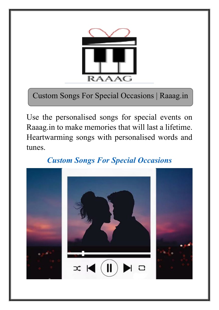 custom songs for special occasions raaag in