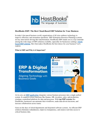 hostbooks erp the best cloud based erp solution