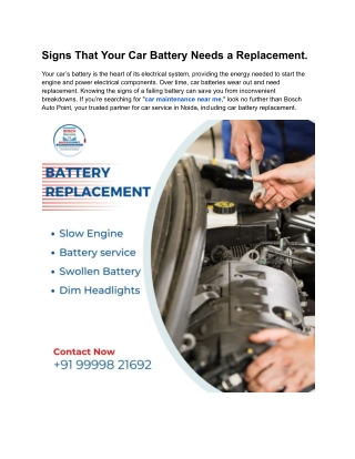 Signs That Your Car Battery Needs a Replacement.