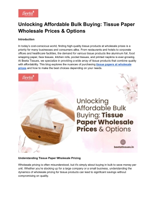 Unlocking Affordable Bulk Buying_ Tissue Paper Wholesale Prices & Options