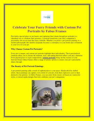 Celebrate Your Furry Friends with Custom Pet Portraits by Fabus Frames