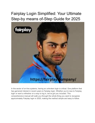 ﻿Fairplay Login Simplified: Your Ultimate Step-by means of-Step Guide for 2025