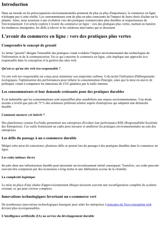 L'avenir du commerce en ligne : vers des pratiques plus vertes