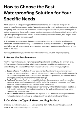 how to choose the best waterproofing solution