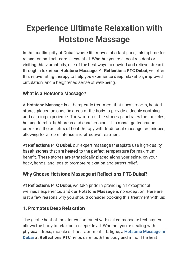 experience ultimate relaxation with hotstone