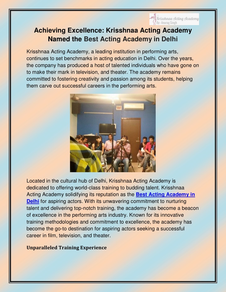 achieving excellence krisshnaa acting academy