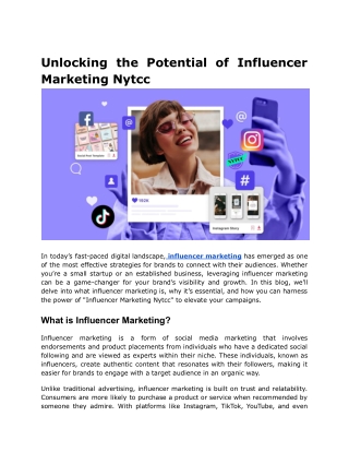 Unlocking the Potential of Influencer Marketing Nytcc