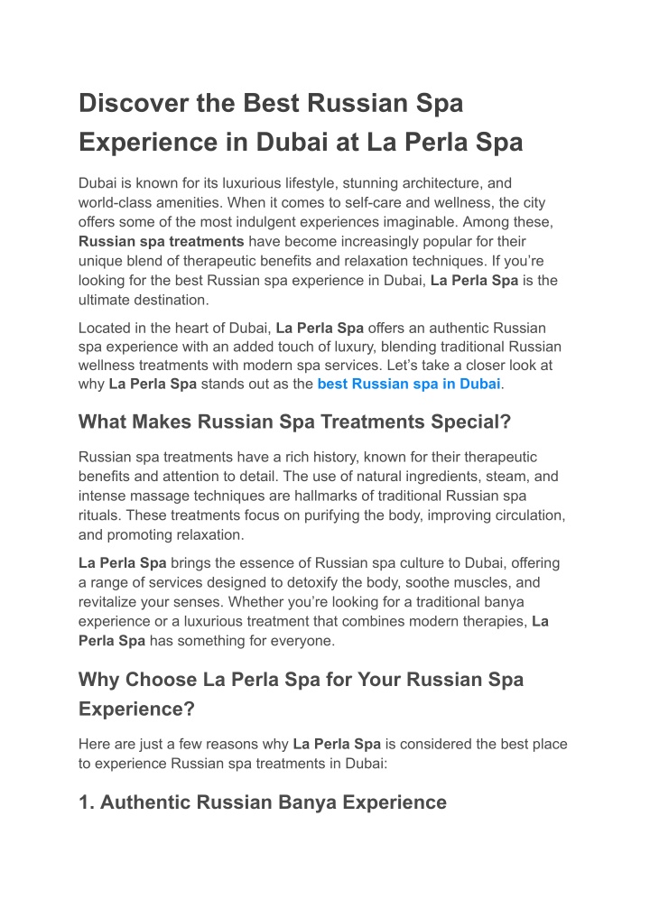 discover the best russian spa experience in dubai