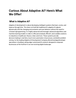 Curious About Adaptive AI? Here’s What We Offer!