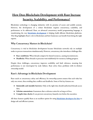 How Does Blockchain Development with Rust Increase Security, Scalability, and Performance_