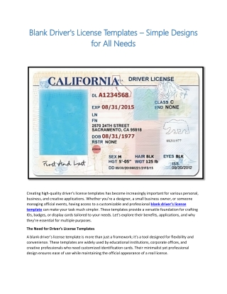 Blank Driver's License Templates – Simple Designs for All Needs