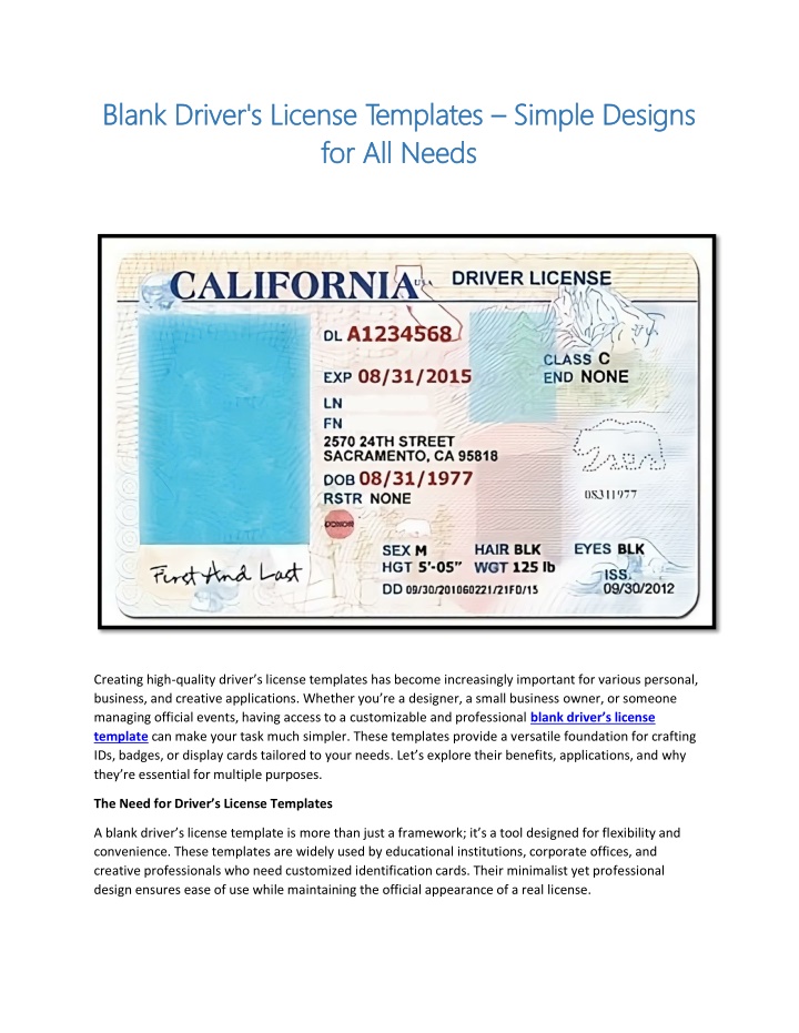 blank driver s license templates blank driver