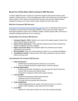 Boost Your Online Store with E-commerce SEO Services