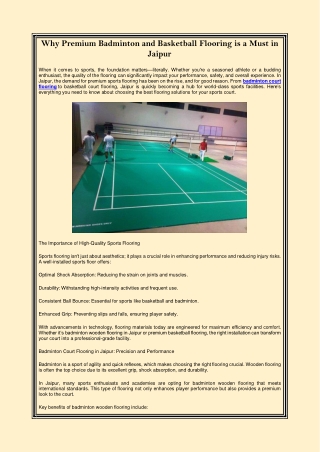 Why Premium Badminton and Basketball Flooring is a Must in Jaipur