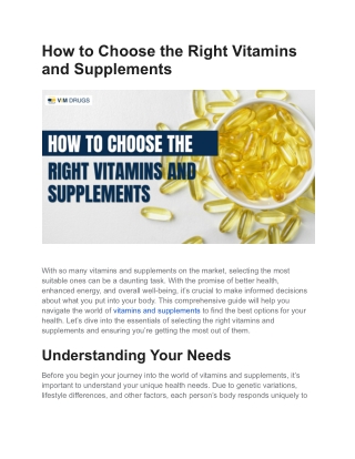 How to Choose the Right Vitamins and Supplements