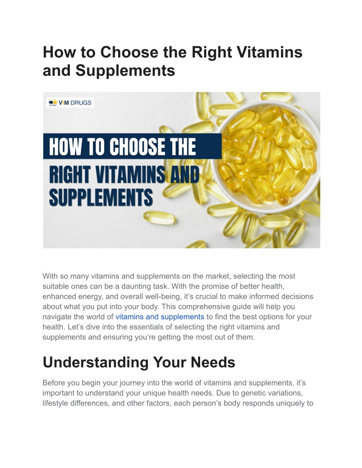 how to choose the right vitamins and supplements