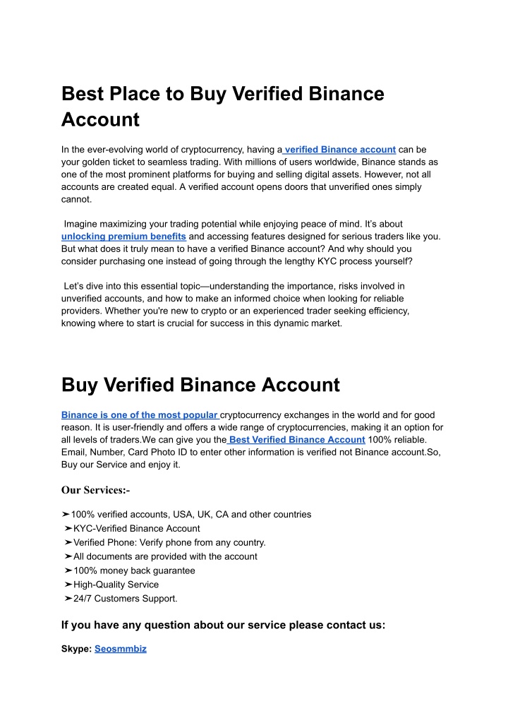 best place to buy verified binance account