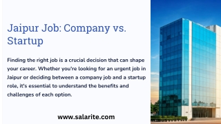 Jaipur Job in Company vs. Job in Startups and MSMEs: Which One is Better