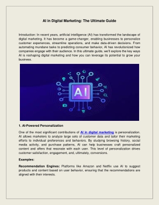 AI in Digital Marketing : The Ultimate Guide