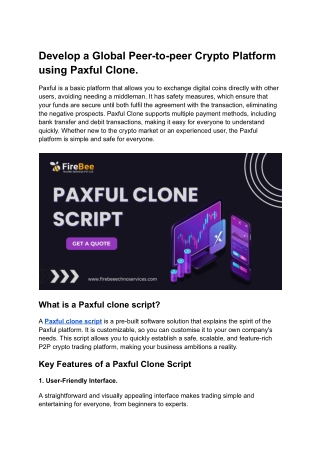 Develop a Global Peer-to-peer Crypto Platform using Paxful Clone.