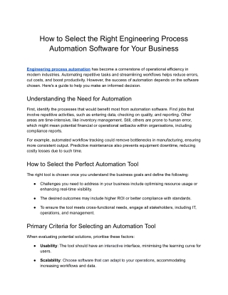 Prescient- How to Select the Right Engineering Process Automation Software for Your Business
