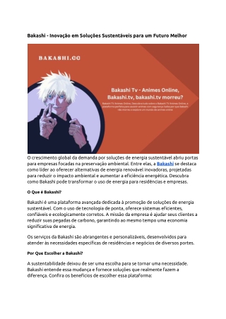 bakashi inova o em solu es sustent veis para