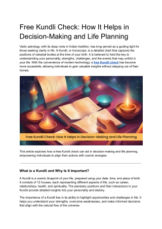 free kundli check how it helps in decision making