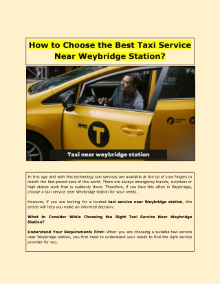 How to Choose the Best Taxi Service Near Weybridge Station