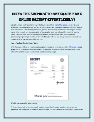 Using the simpHow to Generate fake online receipt Effortlessly