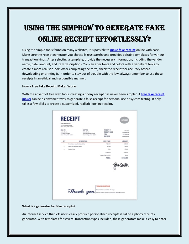 using the simphow to generate fake using