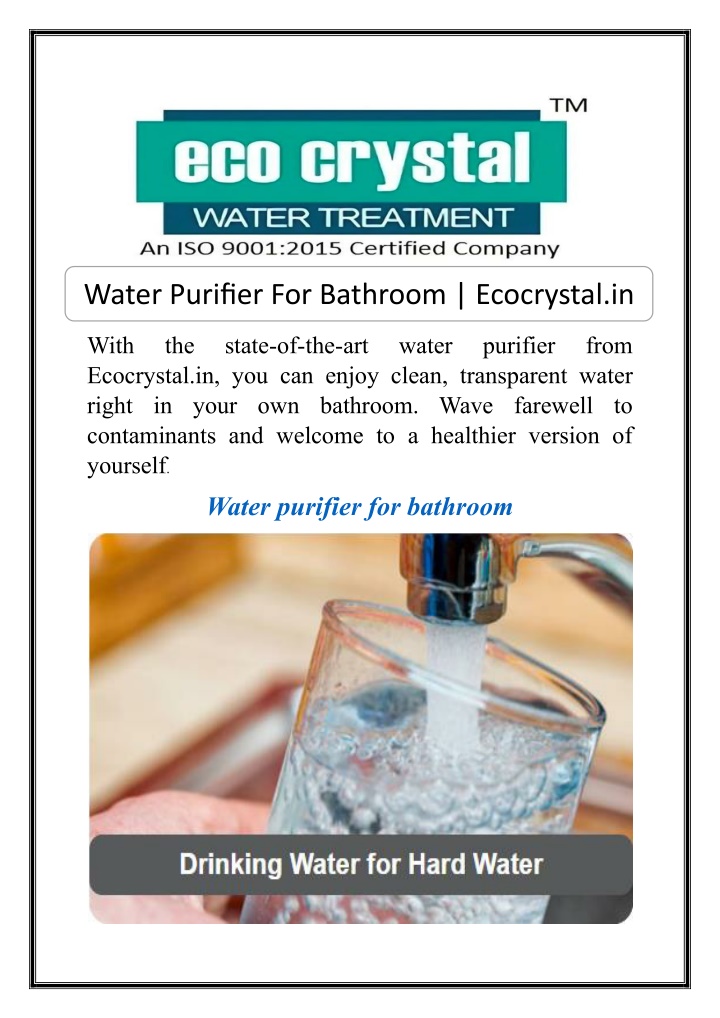 water purifier for bathroom ecocrystal in