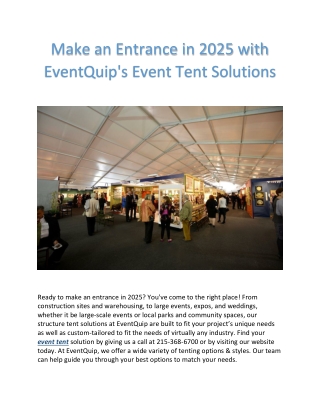 Make an Entrance in 2025 with EventQuip's Event Tent Solutions