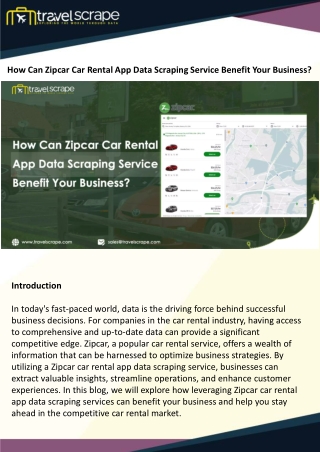 How Can Zipcar Car Rental App Data Scraping Service Benefit Your Business