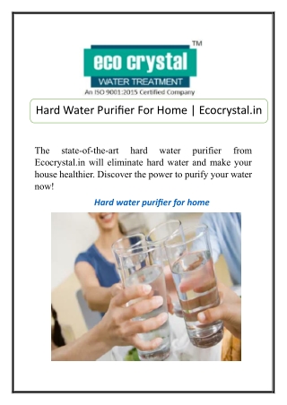 Hard Water Purifier For Home | Ecocrystal.in