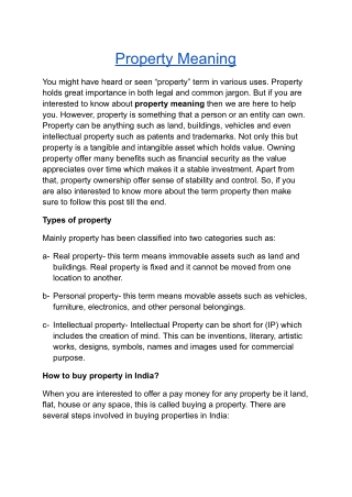 Property meaning in Hindi