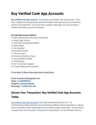 Trusted 5 Best Platforms To Buy Verified Cash App Accounts