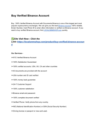Trusted 5 Best Platforms To Buy Verified Binance Account