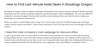 How to Find Last-Minute Hotel Deals in Brookings Oregon