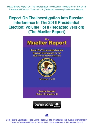 READ Books Report On The Investigation Into Russian Interference In The 2016 Presidential Election V