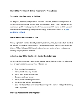 miami child psychiatrist skilled treatment