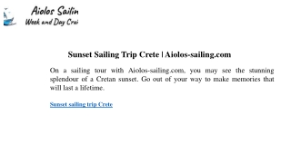 Sunset Sailing Trip Crete  Aiolos-sailing.com