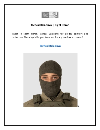 Tactical Balaclava  Night Heron