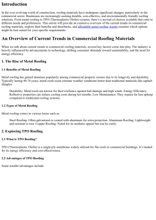 “An Overview of Current Trends in Commercial roofing materials.”