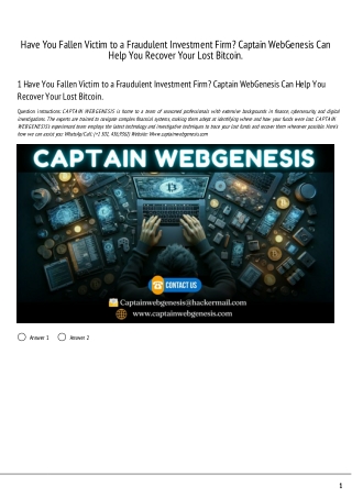 Have You Fallen Victim to a Fraudulent Investment Firm? Hire Captain WebGenesis