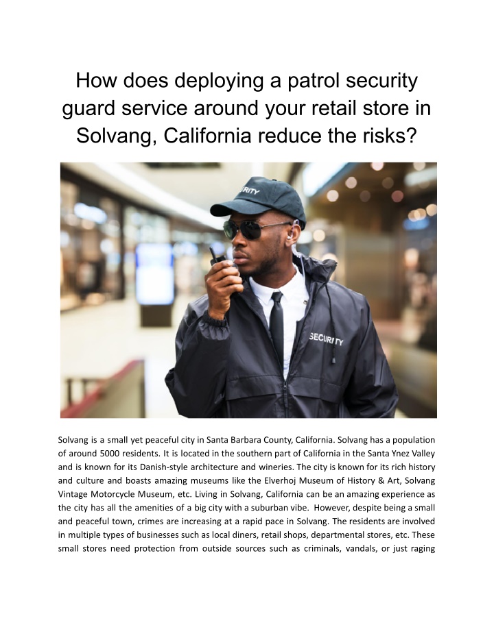 how does deploying a patrol security guard