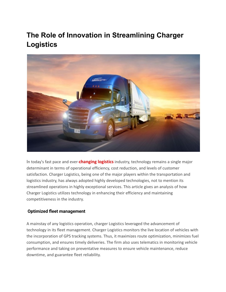 the role of innovation in streamlining charger