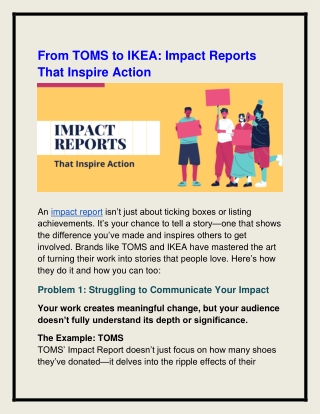 From TOMS to IKEA: Impact Reports That Inspire Action