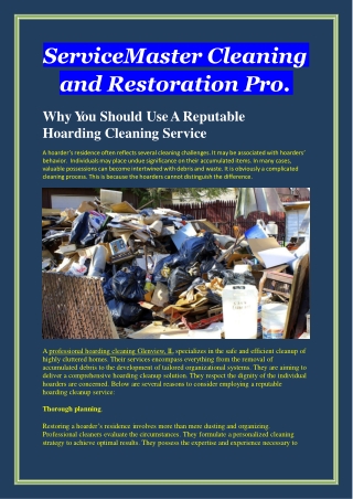 Why You Should Use A Reputable Hoarding Cleaning Service