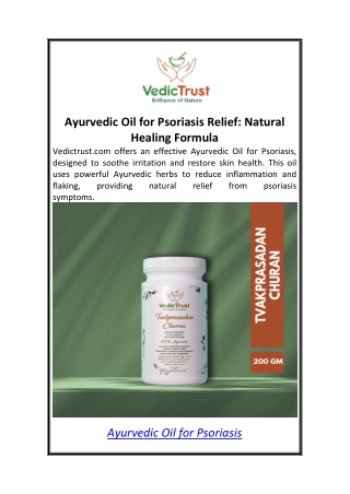 Ayurvedic Oil for Psoriasis Relief Natural Healing Formula