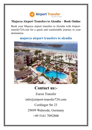 Majorca Airport Transfers to Alcudia – Book Online